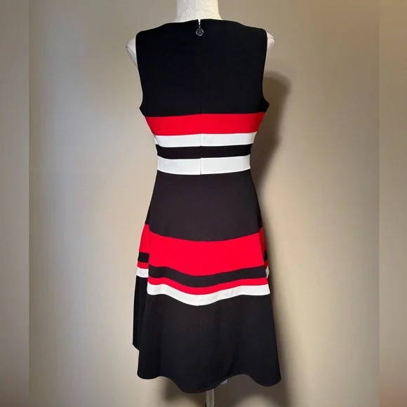 Tommy Hilfiger Black and Red Striped Midi Dress - Picture 2 of 8